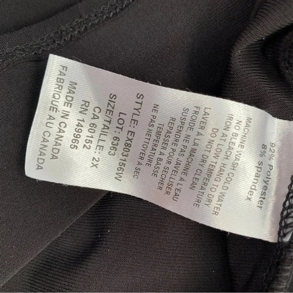 Esteez Black Knit Midi Dress 2X Sheath Flowy Full Stretch Pockets Career Classic - Picture 8 of 10